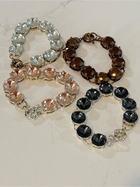 Crystal Link Bracelet - Black, Pink, Brown, Clear